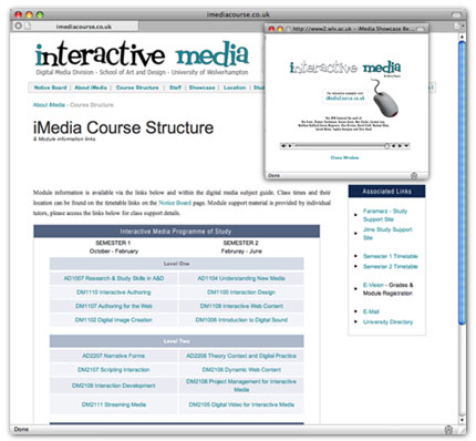 interactive media BA couse web site